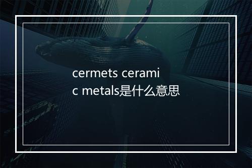 cermets ceramic metals是什么意思