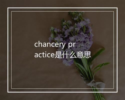 chancery practice是什么意思