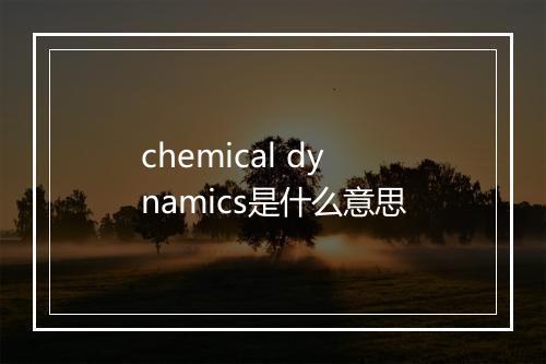 chemical dynamics是什么意思