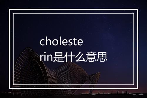 cholesterin是什么意思