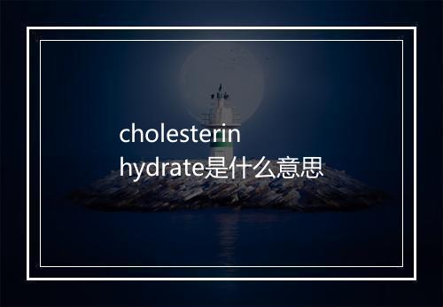 cholesterin hydrate是什么意思