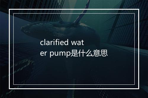 clarified water pump是什么意思