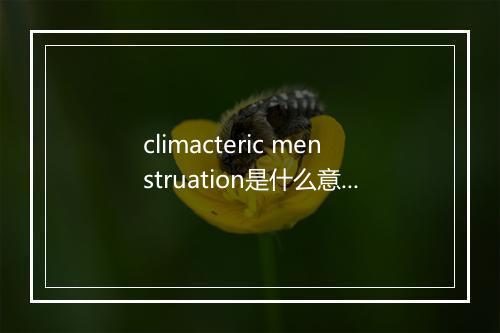 climacteric menstruation是什么意思