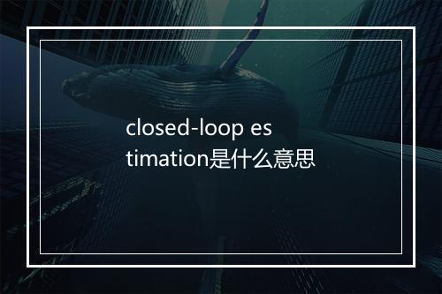 closed-loop estimation是什么意思