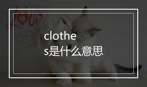 clothes是什么意思