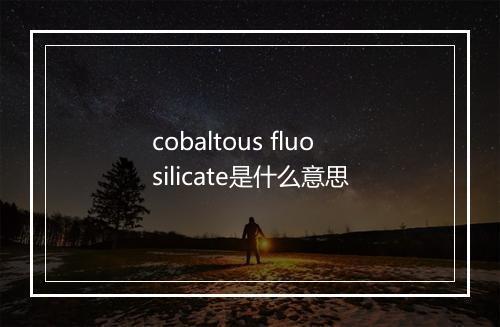 cobaltous fluosilicate是什么意思