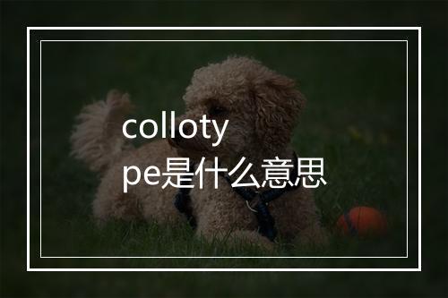 collotype是什么意思