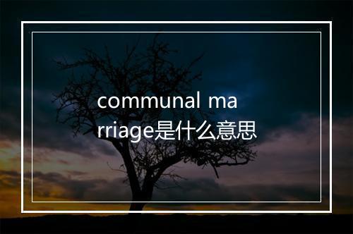 communal marriage是什么意思