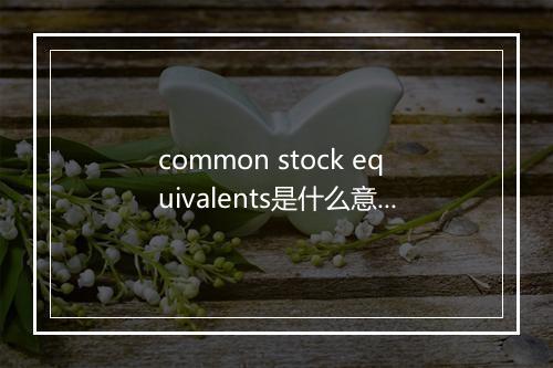 common stock equivalents是什么意思