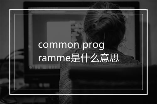 common programme是什么意思