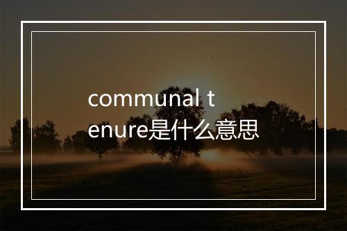 communal tenure是什么意思