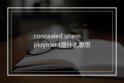 concealed unemployment是什么意思