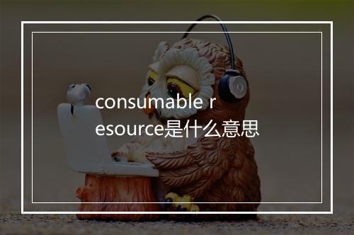 consumable resource是什么意思