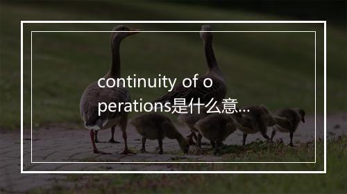 continuity of operations是什么意思