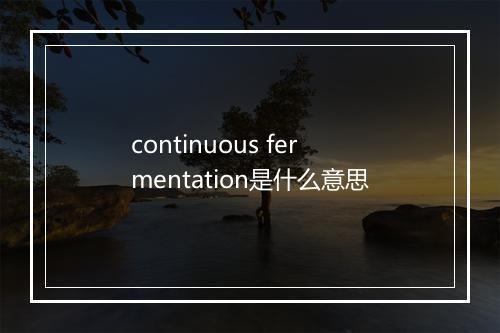 continuous fermentation是什么意思