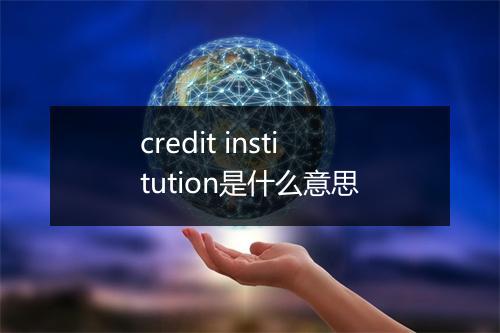 credit institution是什么意思