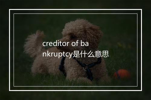 creditor of bankruptcy是什么意思