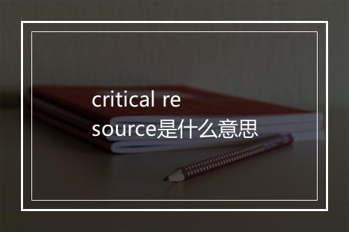 critical resource是什么意思