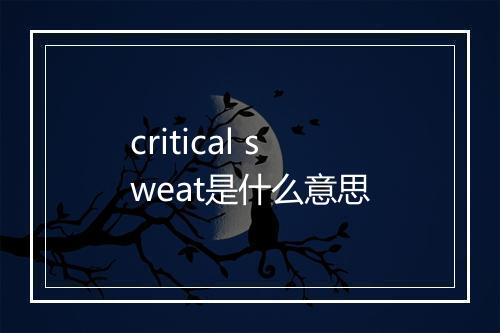 critical sweat是什么意思