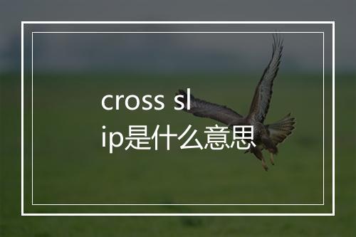 cross slip是什么意思