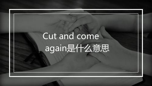 Cut and come again是什么意思