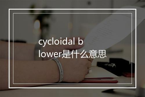 cycloidal blower是什么意思