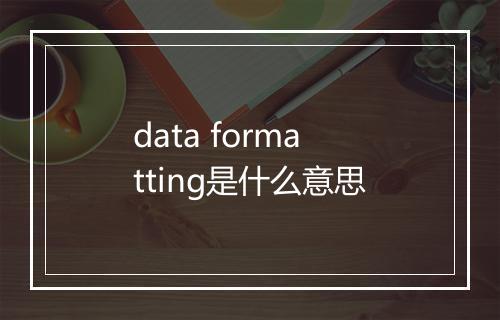 data formatting是什么意思