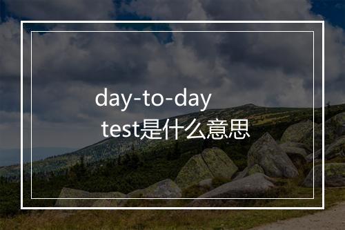 day-to-day test是什么意思