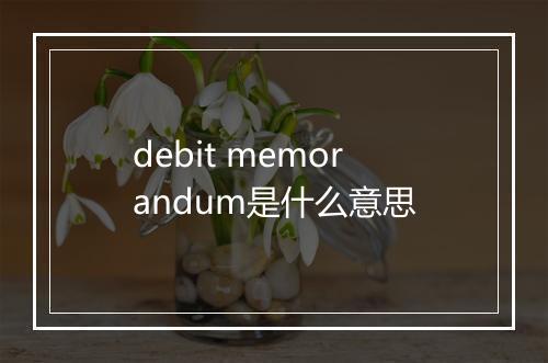 debit memorandum是什么意思