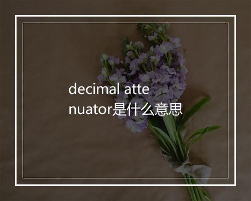 decimal attenuator是什么意思