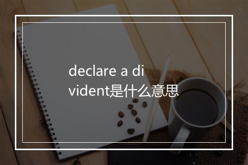 declare a divident是什么意思