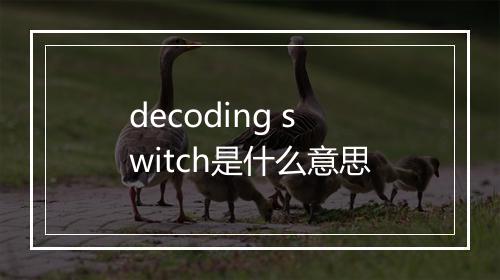 decoding switch是什么意思