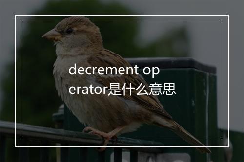 decrement operator是什么意思