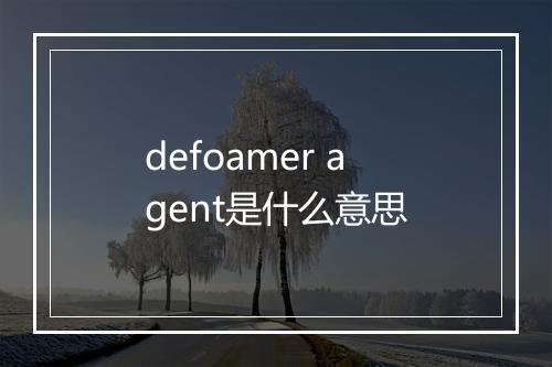 defoamer agent是什么意思