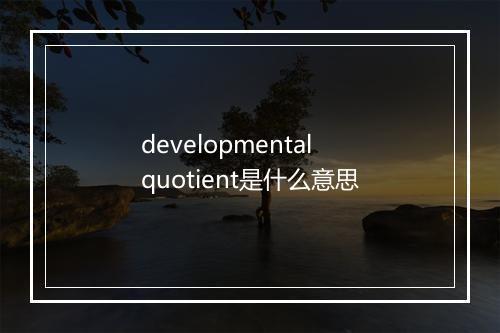 developmental quotient是什么意思