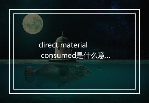 direct material consumed是什么意思