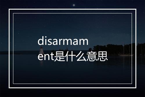 disarmament是什么意思