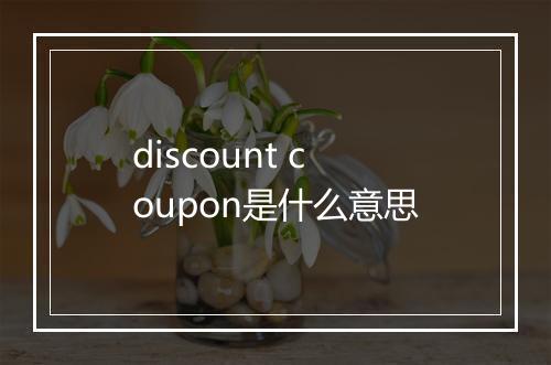 discount coupon是什么意思