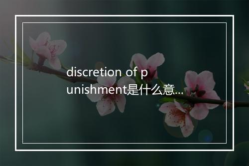 discretion of punishment是什么意思