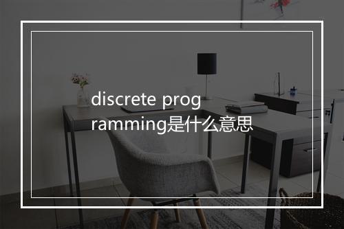 discrete programming是什么意思