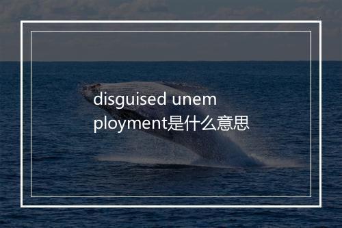 disguised unemployment是什么意思