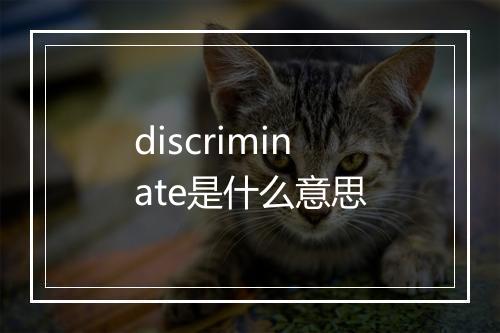 discriminate是什么意思