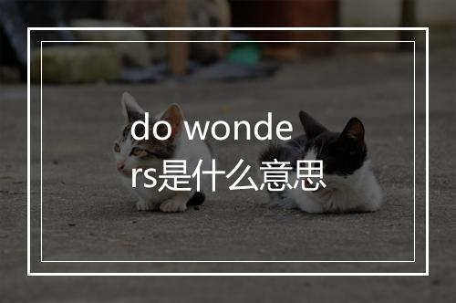 do wonders是什么意思