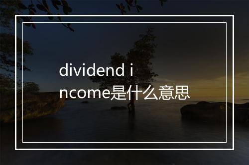 dividend income是什么意思