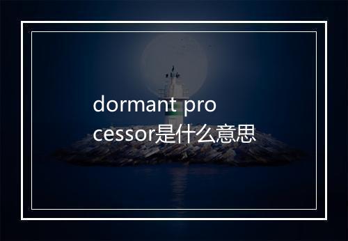 dormant processor是什么意思