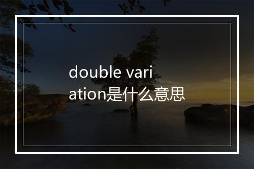 double variation是什么意思