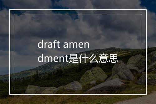 draft amendment是什么意思