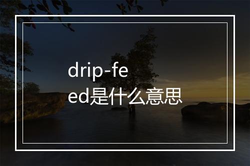 drip-feed是什么意思