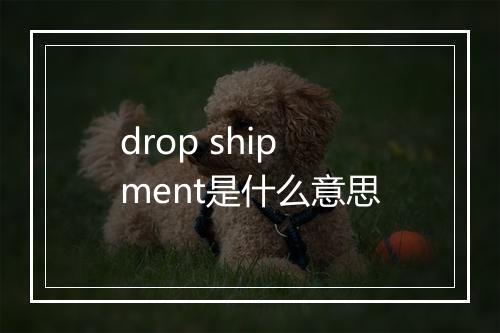 drop shipment是什么意思