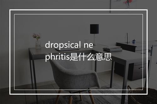 dropsical nephritis是什么意思